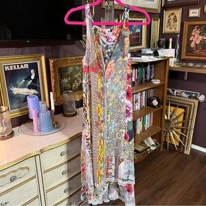 Johnny Was Patterned Silk Button-up Dress Small